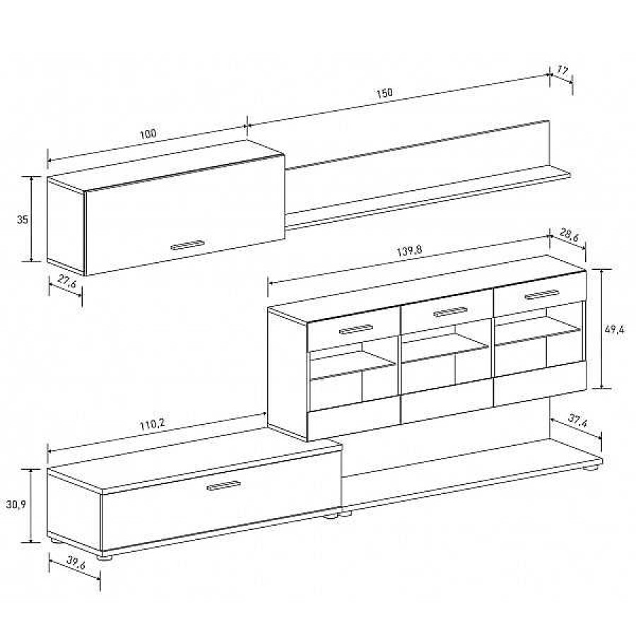 Salones Muebles1Click | Composici N 250Cm Zafiro