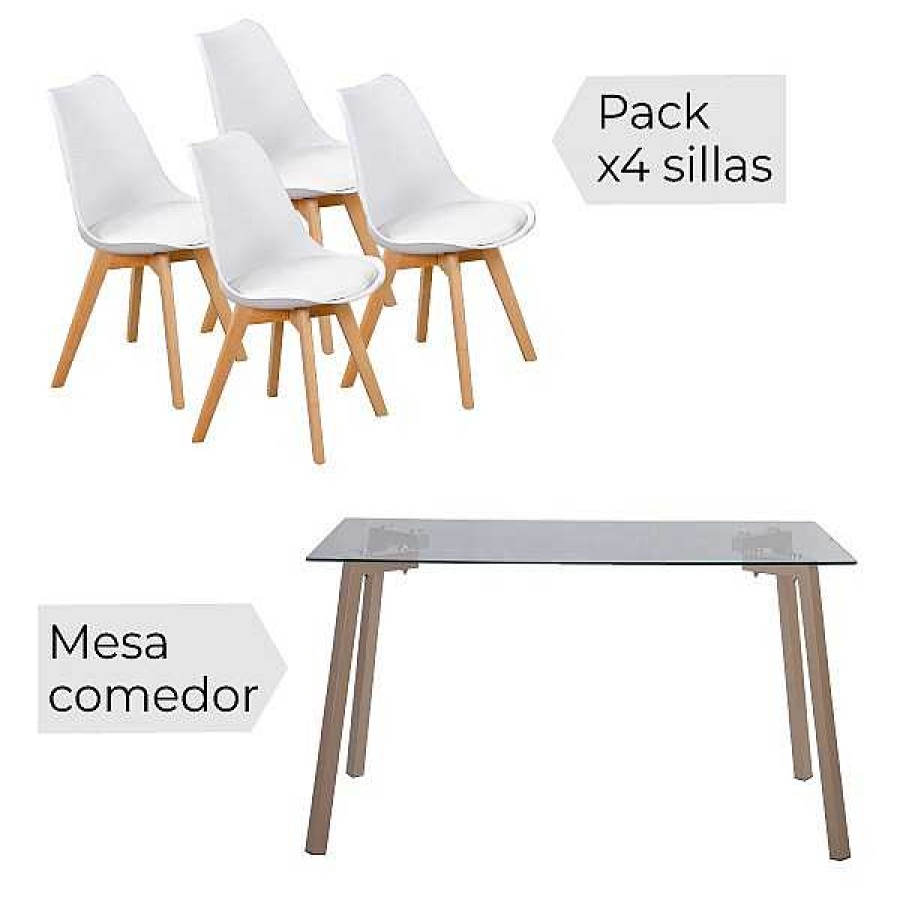 Mesas Y Sillas Muebles1Click | Conjunto Sullie + Malmo