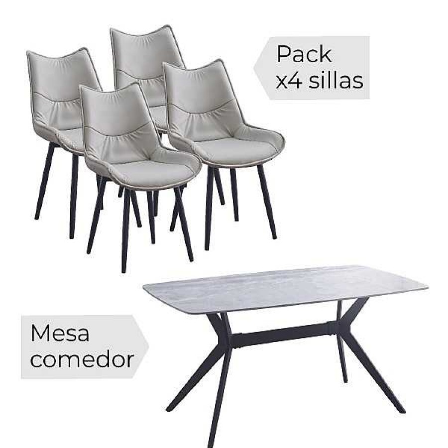 Mesas Y Sillas Muebles1Click | Conjunto Mesa + 4 Sillas Calista