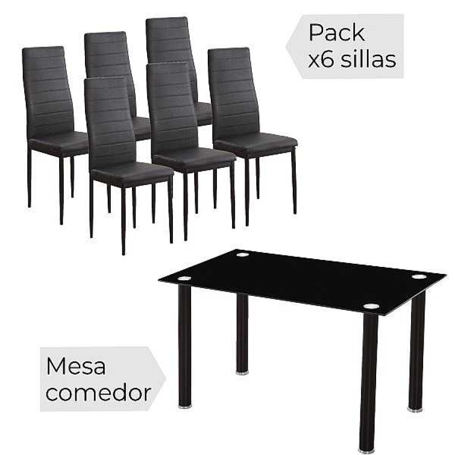 Mesas Y Sillas Muebles1Click | Conjunto Emi Negro