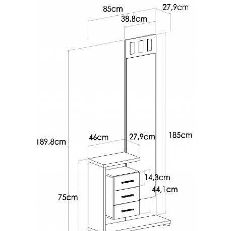 Auxiliares Muebles1Click | Recibidor Con Espejo Prisma