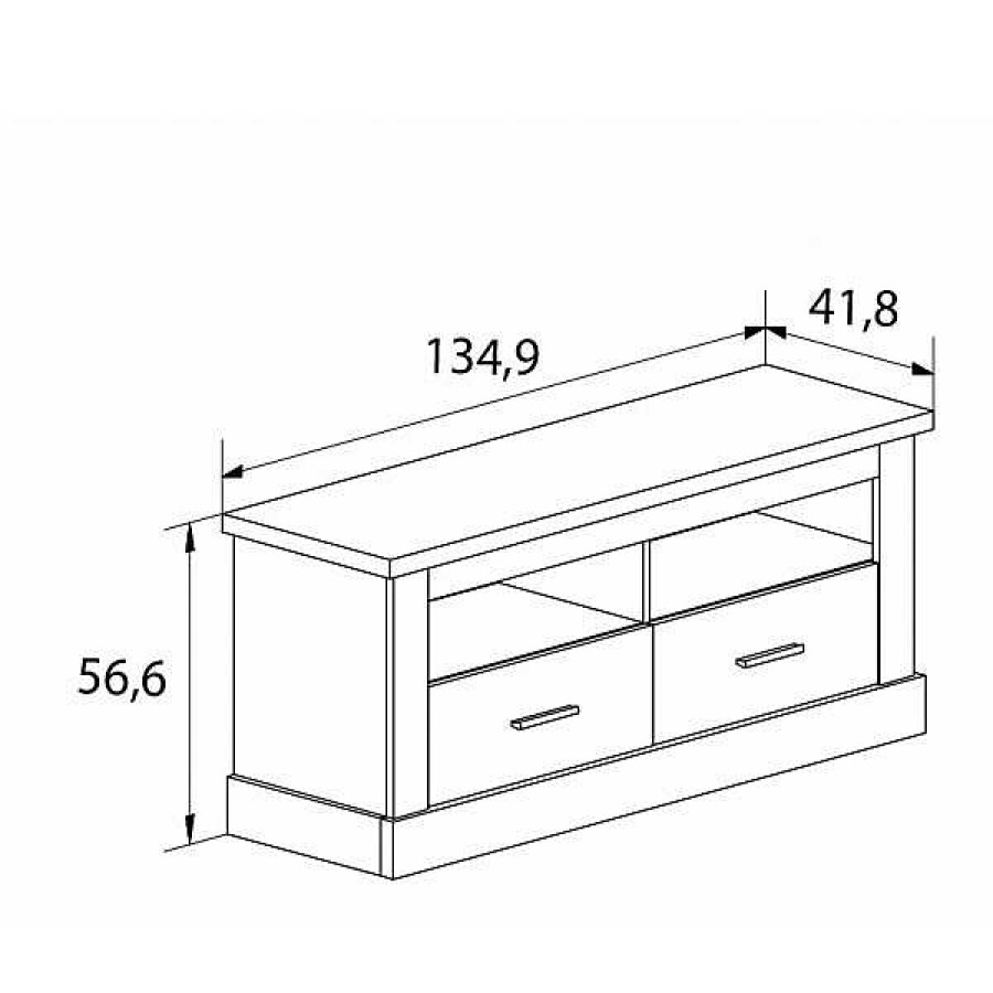 Salones Muebles1Click | Bajo Tv 2 Cajones Chell N Cambria-Blanco