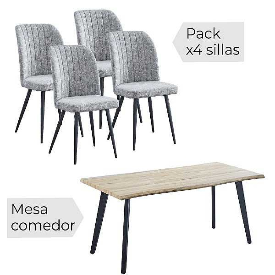 Mesas Y Sillas Muebles1Click | Conjunto Mesa Regatta + 4 Sillas Rory