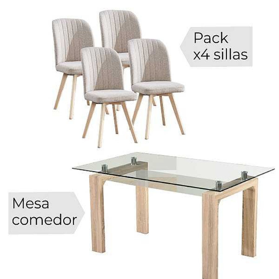 Mesas Y Sillas Muebles1Click | Conjunto Mesa Sensei + Sillas Lane