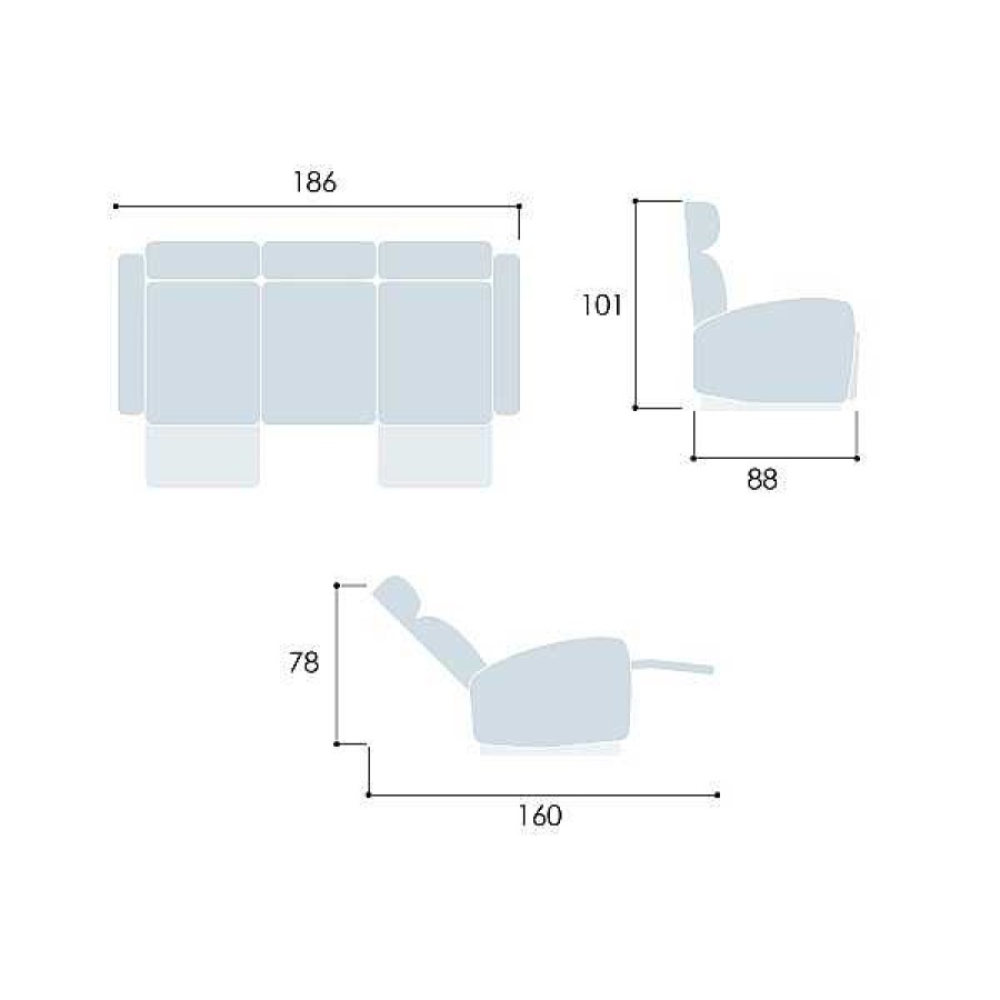 Sof S Muebles1Click | Sof 3 Plazas Relax Manual Zoe