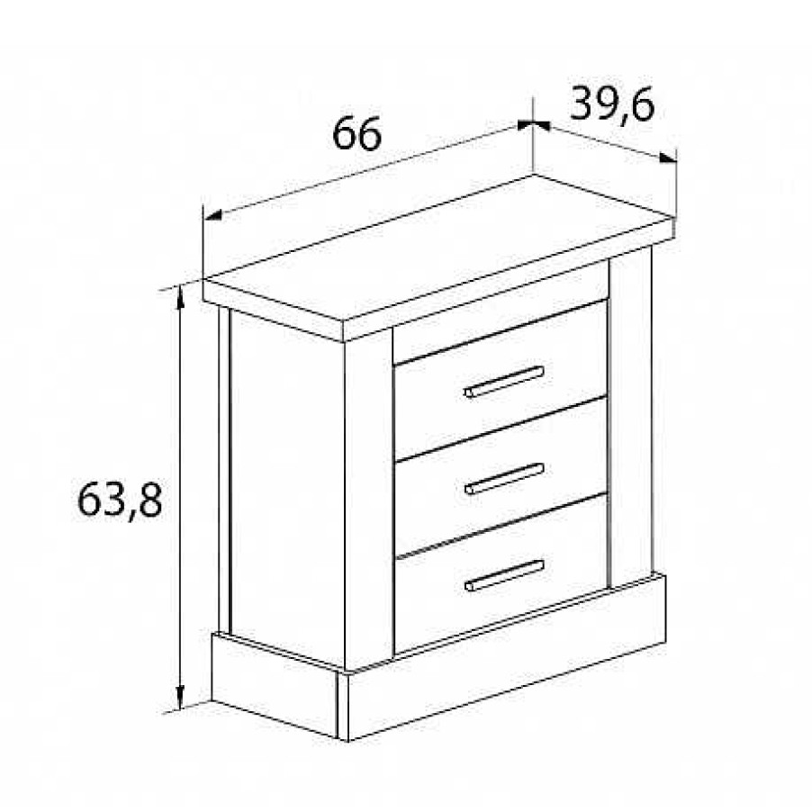 Dormitorios Muebles1Click | Mesita 3 Cajones Chell N