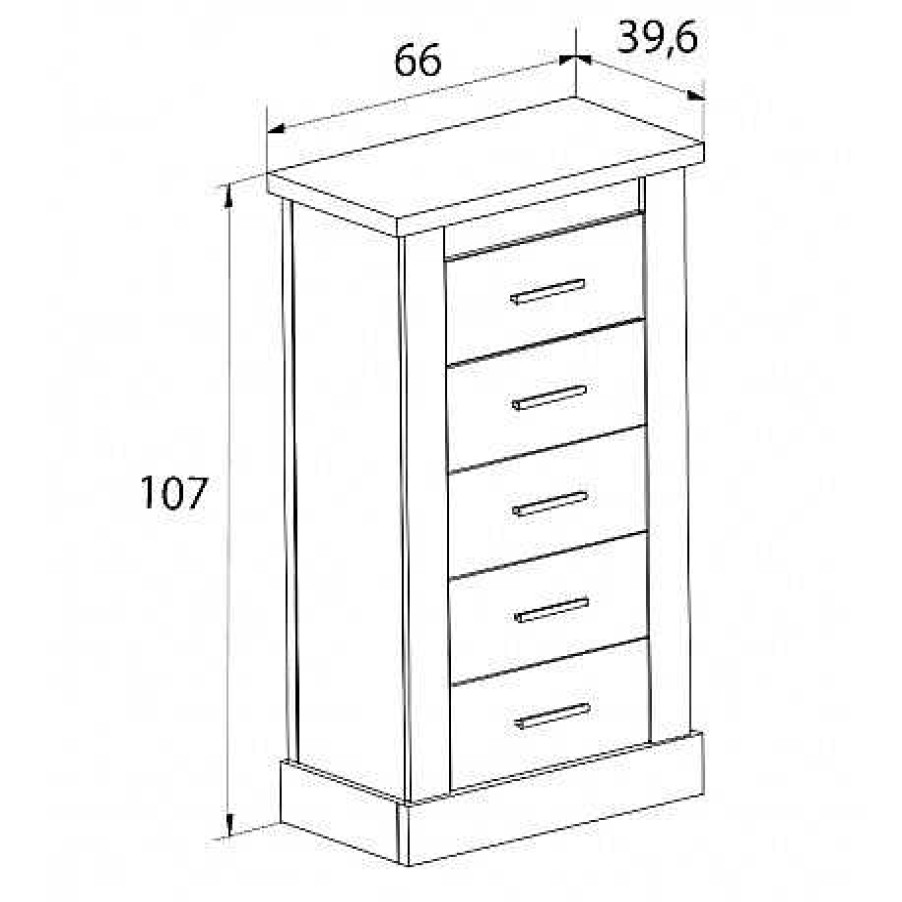 Dormitorios Muebles1Click | Sinfonier 5 Cajones Chell N