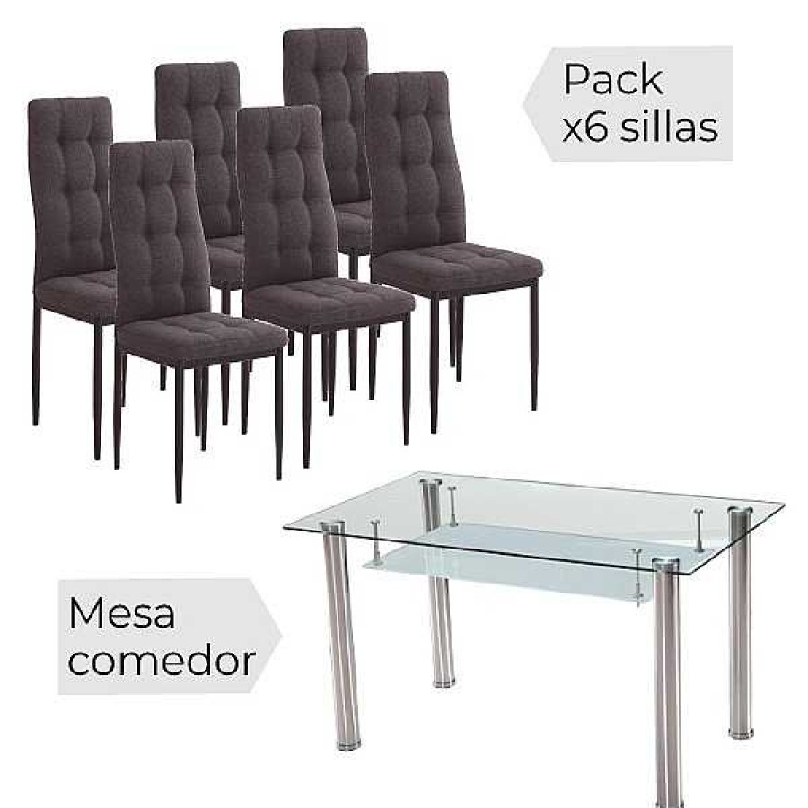 Mesas Y Sillas Muebles1Click | Conjunto Pranzo + Zuni