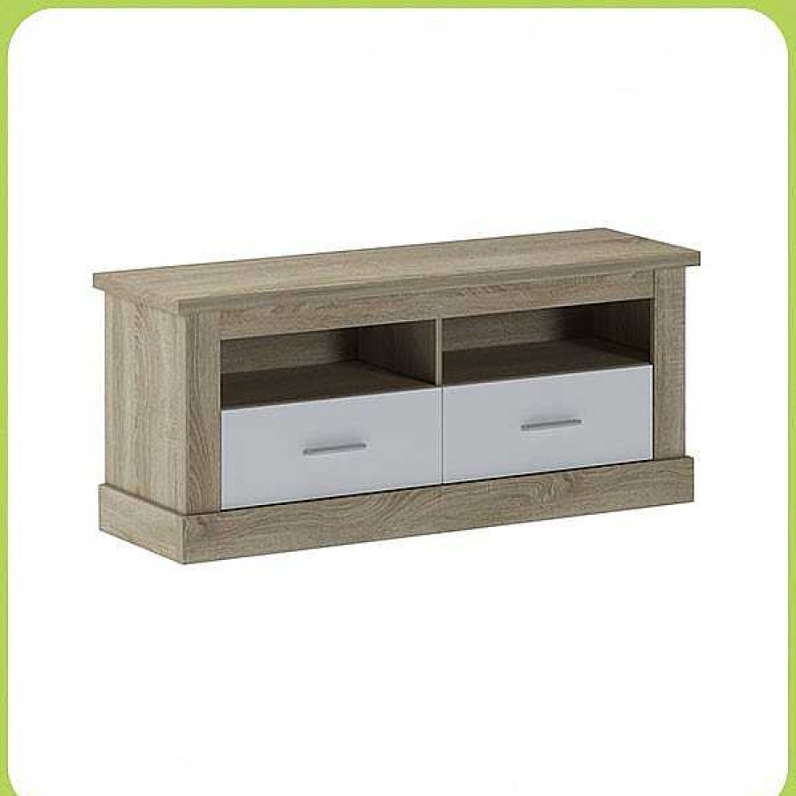 Salones Muebles1Click | Bajo Tv 2 Cajones Chell N Cambria-Blanco