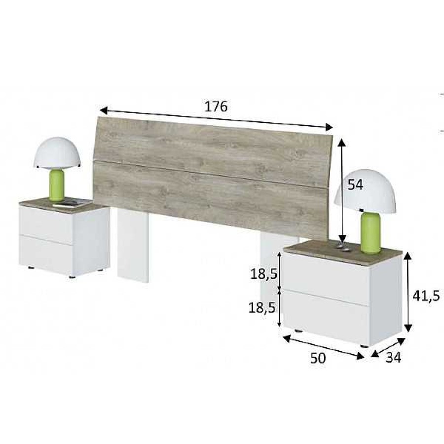 Dormitorios Muebles1Click | Cabecero Y Mesitas Oikos