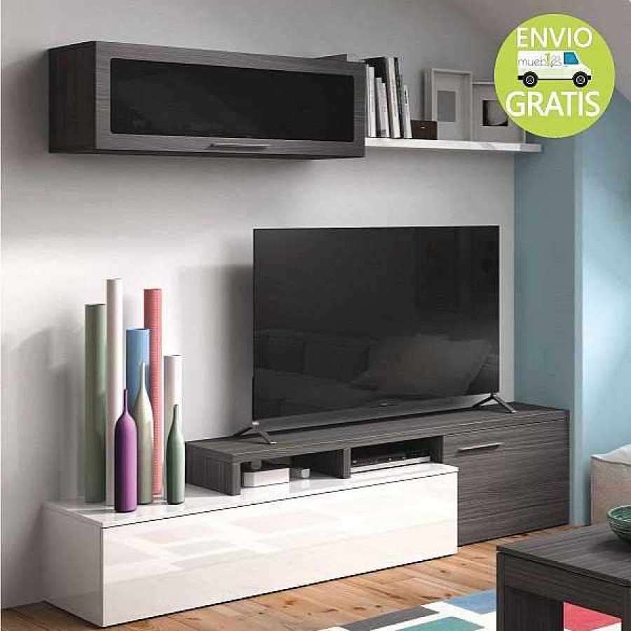 Salones Muebles1Click | Sal N Nexo Blanco Brillo - Gris