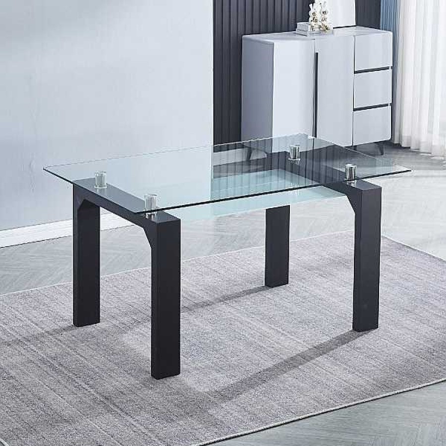 Mesas Y Sillas Muebles1Click | Mesa Cristal Sensei Negra