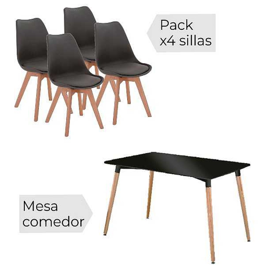 Mesas Y Sillas Muebles1Click | Conjunto Dinamarca + Malmo