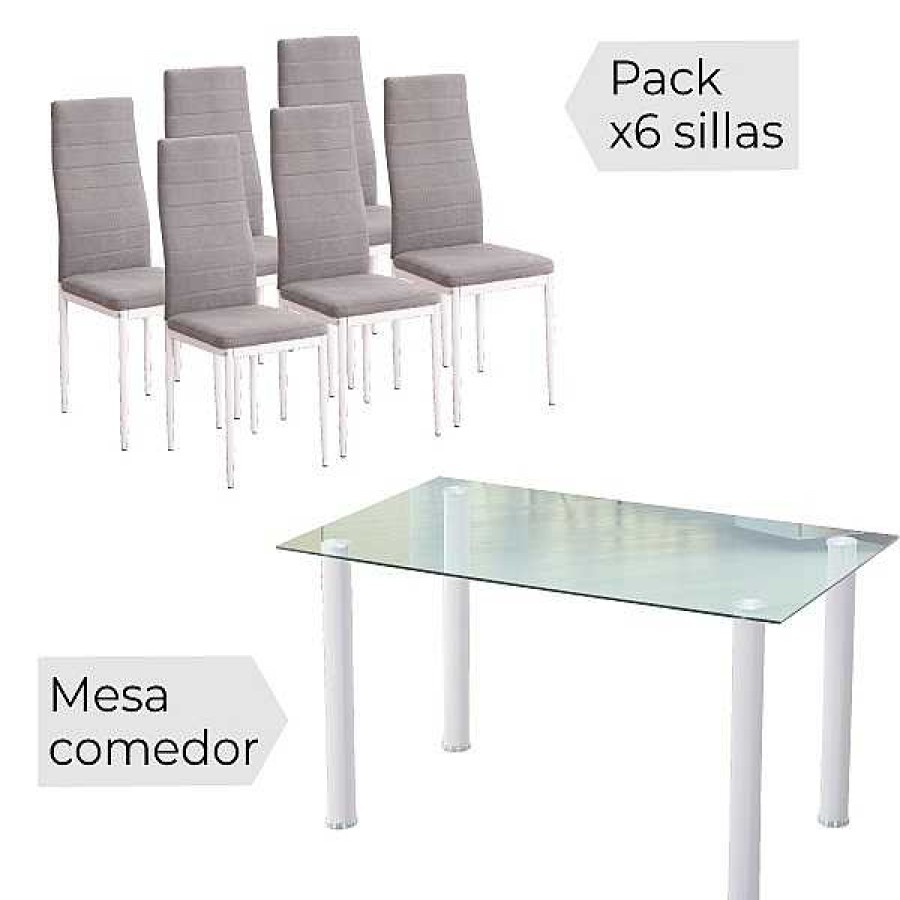 Mesas Y Sillas Muebles1Click | Conjunto Yuri Blanco