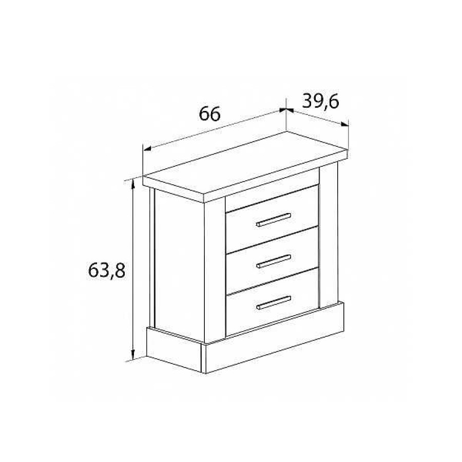 Dormitorios Muebles1Click | Mesita 3 Cajones Chell N Cambria-Blanco